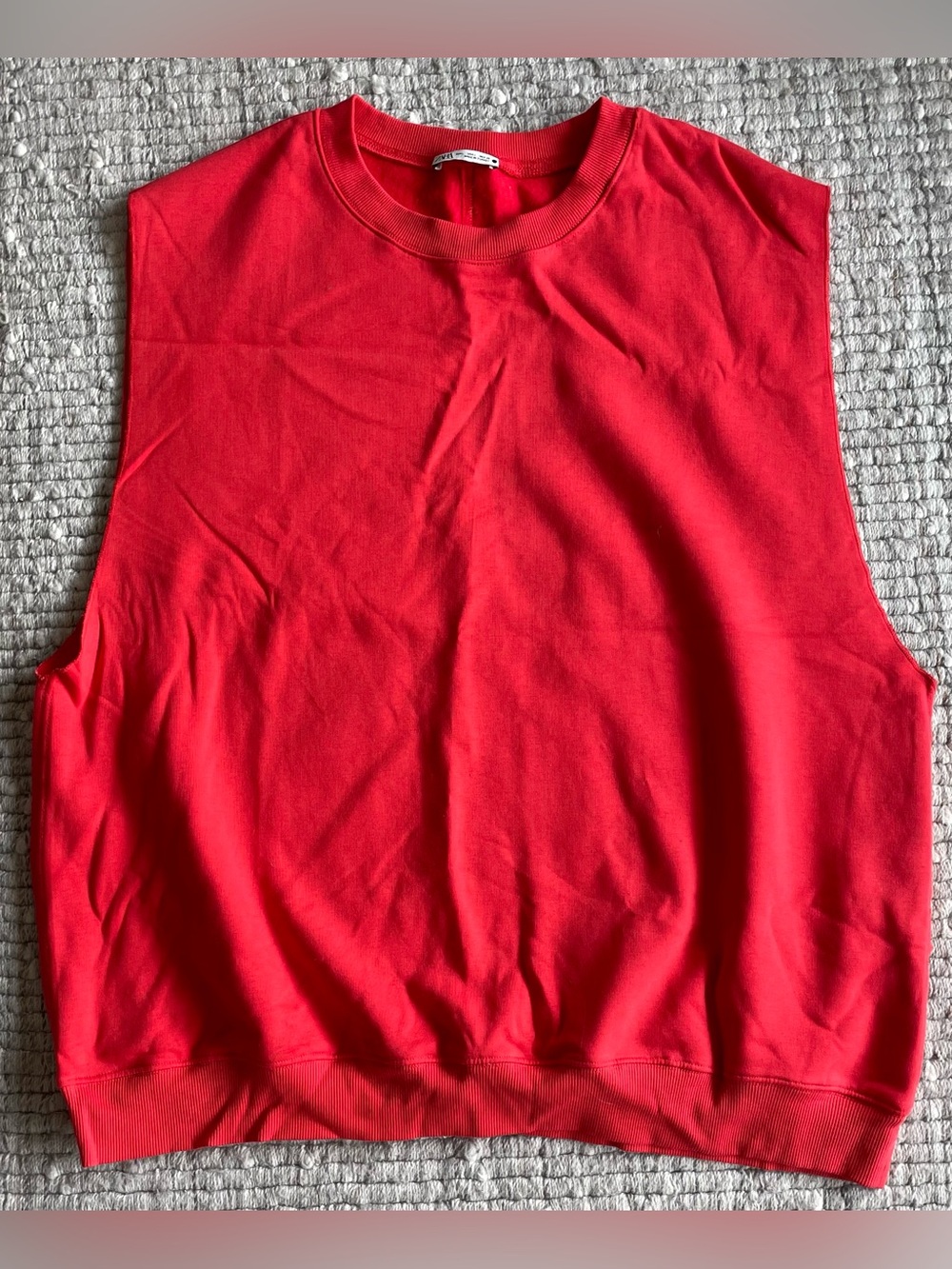 Unisex Red Sleeveless Crewneck Sweat Top